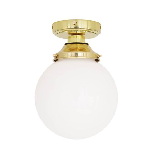 Plafonnier classique - DENIZ  - Mullan Lighting - rond / en verre opalescent / en laiton poli