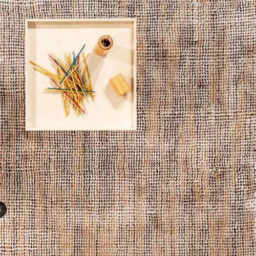 Tapis contemporain - DOTS - Warli - uni / en laine / en tencel®