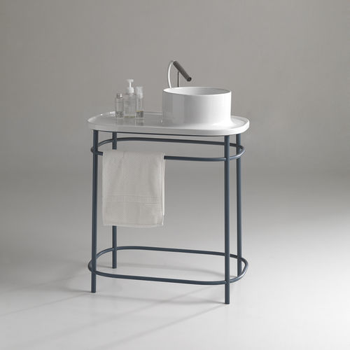 Console pour lavabo en métal - UP 700 WITH STAND - BLEU PROVENCE - en céramique