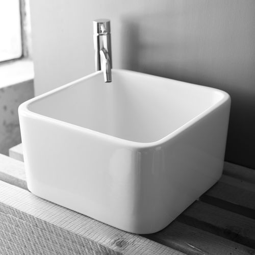Vasque à poser - BOWL: 2 - BLEU PROVENCE - en céramique / carrée / contemporaine