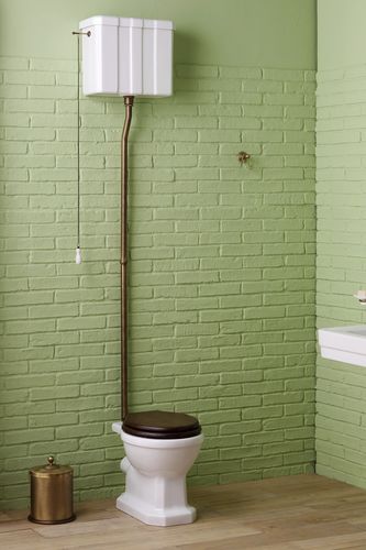 WC à poser - BP920/BP921+BP944 - BLEU PROVENCE - en céramique / avec reservoir haut / rétro