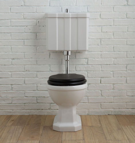 WC à poser - BP920/BP921+BP941 - BLEU PROVENCE - en céramique / avec chasse d'eau apparente / rétro
