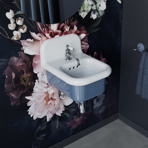 Vasque suspendue - TC2L35 - BLEU PROVENCE - en céramique / avec mitigeur / personnalisable