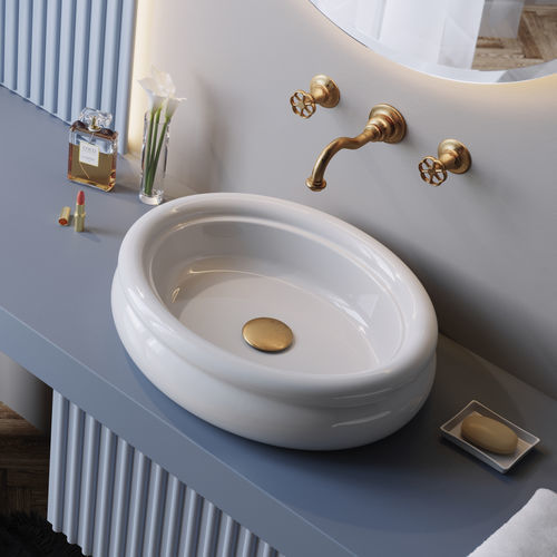 Vasque à poser - BP356 - BLEU PROVENCE - en céramique / personnalisable / antibactérienne