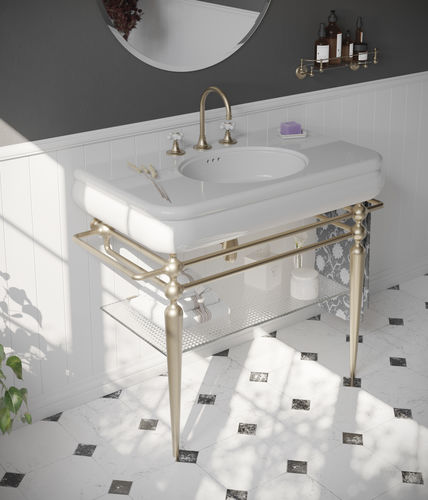 Vasque suspendue - BP3100 - BLEU PROVENCE - en céramique / sur mesure / avec porte-serviettes intégré
