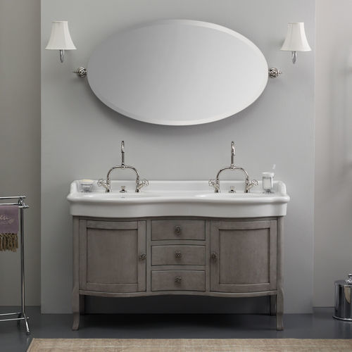 Meuble vasque double - 8140MB1 - BLEU PROVENCE - à poser / en bois / classique