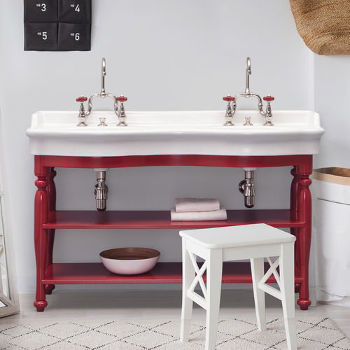 Meuble vasque double - 8140MB2 - BLEU PROVENCE - mural / en bois / en céramique