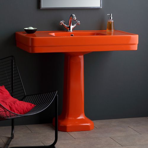 Vasque sur pied - BP9100 - BLEU PROVENCE - en céramique / avec miroir intégré / avec mitigeur