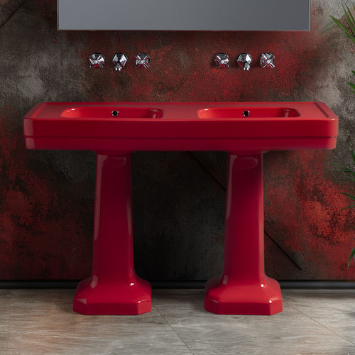 Vasque suspendue - BP9130 - BLEU PROVENCE - en céramique / avec miroir ajustable / brillante