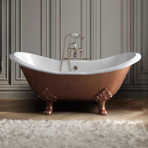 Baignoire ovale - THYM - BLEU PROVENCE - sur pieds / en fonte / bleue