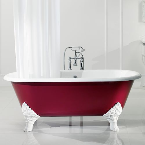 Baignoire ovale - JASMINE - BLEU PROVENCE - sur pieds / en fonte / rouge