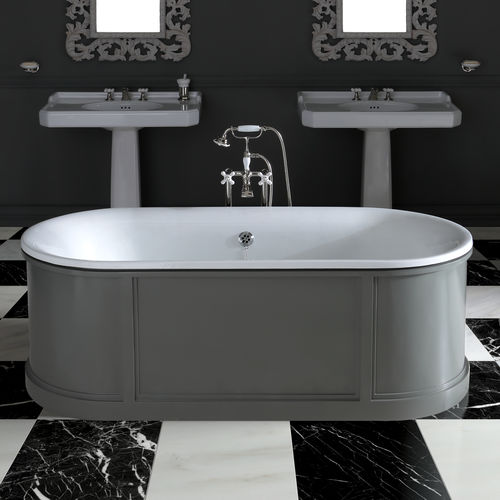 Baignoire ovale - CHIC - BLEU PROVENCE - à poser / en fonte / blanche