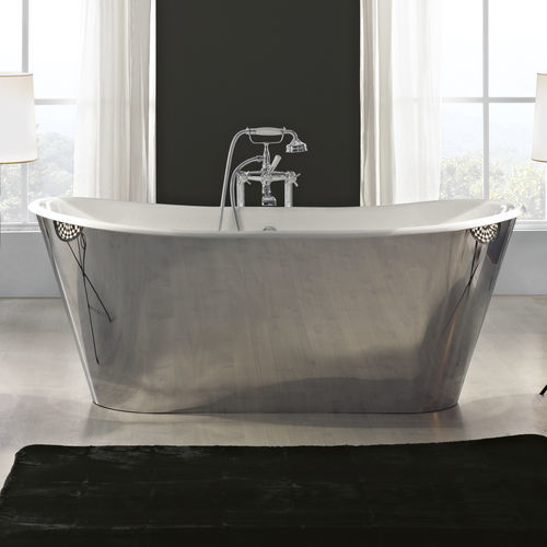 Baignoire ovale - TRENDY - BLEU PROVENCE - à poser / en fonte / blanche