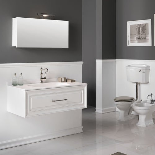 Meuble vasque suspendu - CHARME2 - BLEU PROVENCE - en MDF / en céramique / en résine
