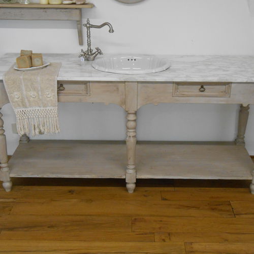 Meuble vasque à poser - SAUGE - BLEU PROVENCE - en bois / classique