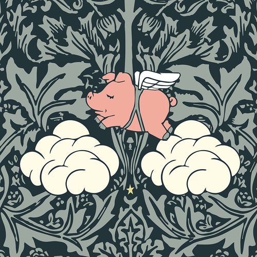 Papier peint de style - MORRIS DREAM - CLASSIC DARK GREEN WITH COLOURS - Mineheart - en textile non-tissé / floral / à motif nature