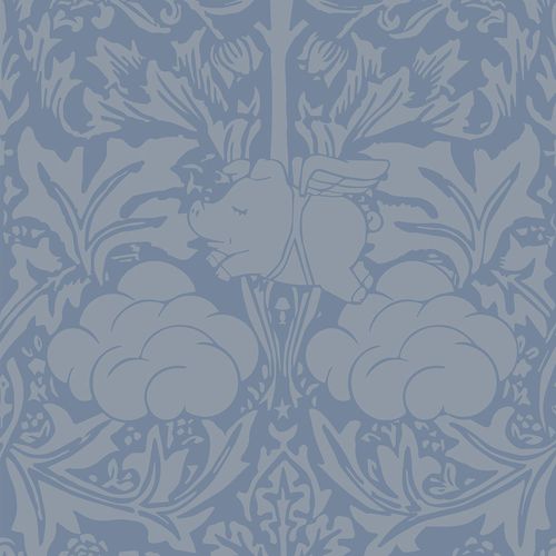 Papier peint de style - MORRIS DREAM - GREY CAPTAIN BLUE - Mineheart - en textile non-tissé / à motif floral / à motif nature
