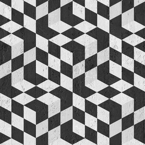 Papier peint classique - BLACK OPTICAL CUBES - Mineheart - en textile non-tissé / à motif / noir