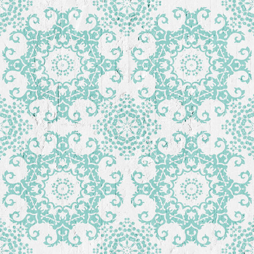 Papier peint classique - AQUAMARINE OPTICAL DAMASK - Mineheart - en textile non-tissé / damas / aspect béton