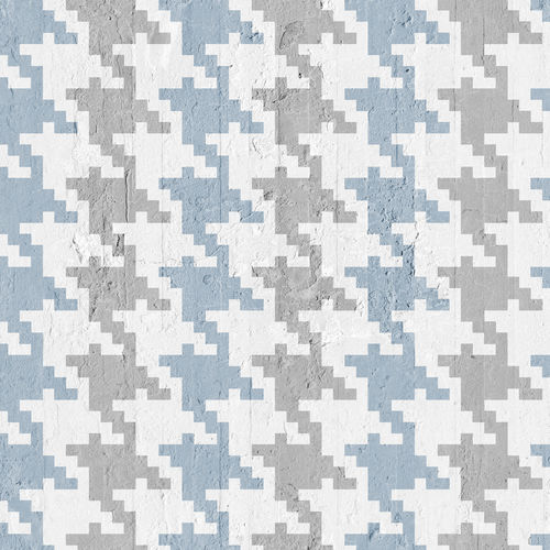 Papier peint contemporain - NAVY &amp; GREY PIED DE POULE - Mineheart - en textile non-tissé / à motif / aspect tissu