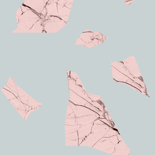 Papier peint contemporain - MARBLE FRAGMENT - PINK &amp; BLUE - Mineheart - en textile non-tissé / à motif / aspect marbre
