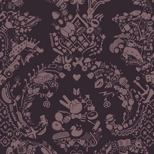Papier peint design - NEW WORLD DAMASK - PINK &amp; PINK - Mineheart - en textile non-tissé / à motif / aspect tissu