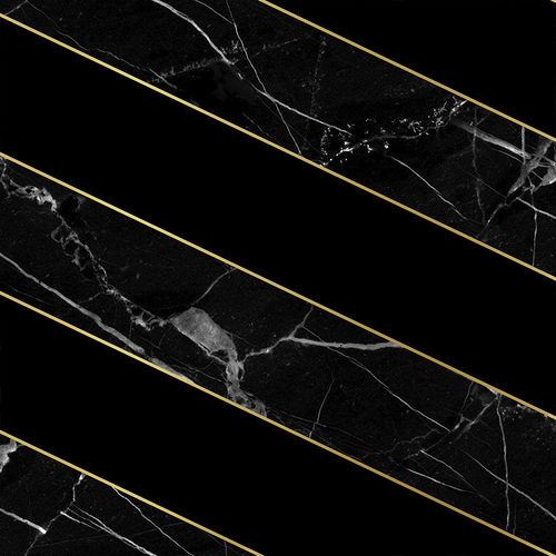 Papier peint contemporain - DIAGONAL MARBLE - BLACK - Mineheart - en textile non-tissé / à rayures / aspect marbre