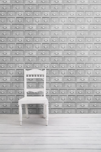 Papier peint classique - INDUSTRIAL DRAWERS - Mineheart - vintage / en tissu / en vinyle