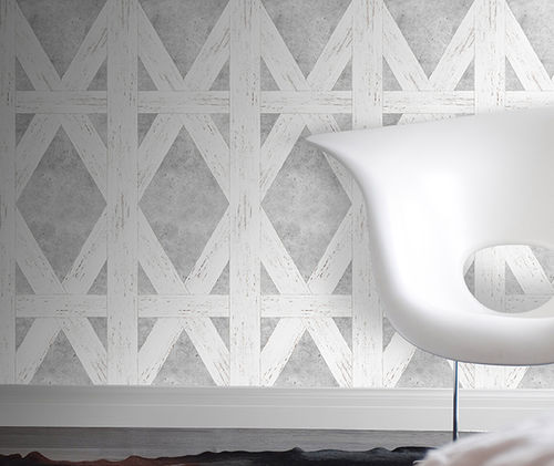 Papier peint classique - TUDOR - Mineheart - à motif géométrique / aspect béton / à effet dimensionnel