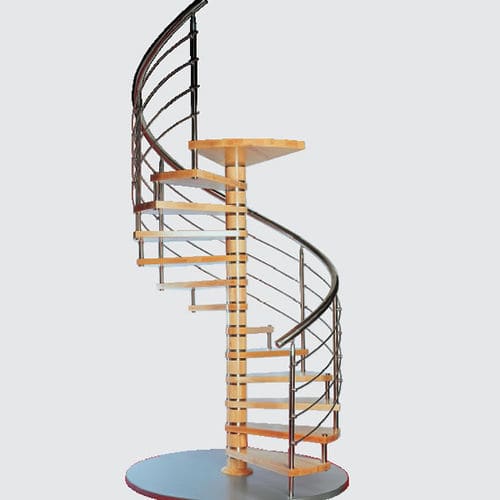 Escalier en colimaçon - INOX - interSCALA - à marches en bois / structure en bois / contemporain