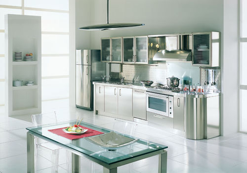 Cuisine contemporaine - WAGON - ARCA CUCINE ITALIA S.R.L. - en verre / en inox / avec poignée