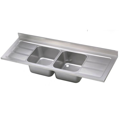Évier 2 bacs - INDUSTRIAL - BRAVO INOX S.R.L. - avec égouttoir / en inox / encastrable