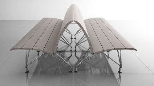 Banc contemporain - AIRPORT - MASCAGNI - en bois / en acier / à double assise