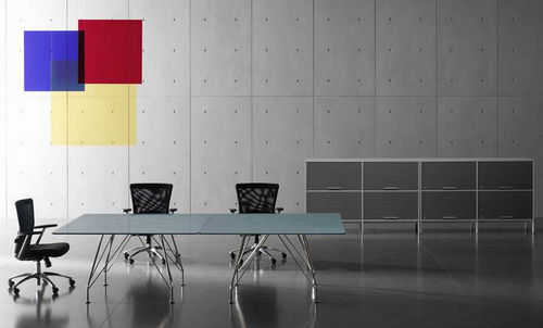 Table de réunion contemporaine - MEETING - MASCAGNI - en verre / rectangulaire / modulable