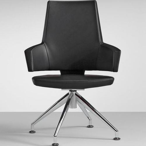 Fauteuil visiteur contemporain - BOSS - MASCAGNI - en cuir / en hêtre / en polyuréthane