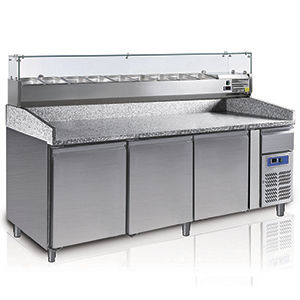 Table de préparation pour pizza - PIZZAMASTER PM 2000 - FRIGEO PERFECT COOLING - en acier inoxydable / avec rangement / professionnelle