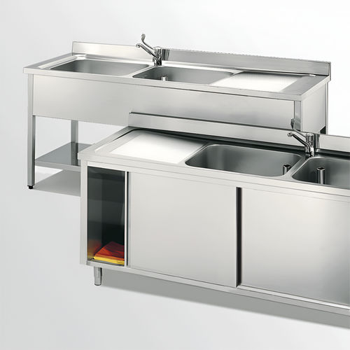 Meuble évier en acier inox - LASA S.R.L. - sur pieds / pour jardin / pour cuisine professionnelle