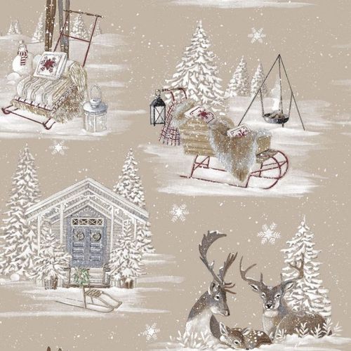 Tissu d'ameublement - RENNES DES NEIGES  - Olivier Thévenon Selection - à motif / en coton / lavable