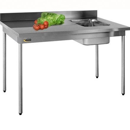 Table de préparation en acier inox - TH - SOFINOR SAS - avec évier / professionnelle