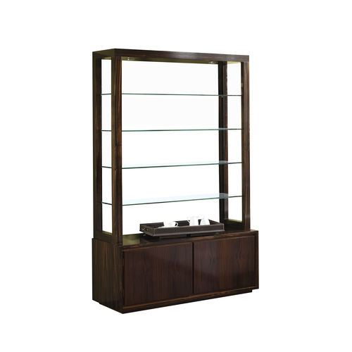 Bibliothèque contemporaine - KENYA - ACANTO - en noyer / en placage de bois / en verre