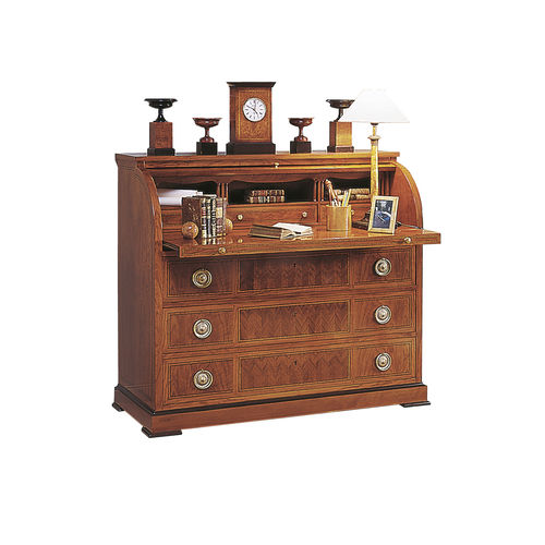 Meuble secrétaire traditionnel - ACEÑA - ACANTO - en placage de bois / avec étagère / 6 tiroirs