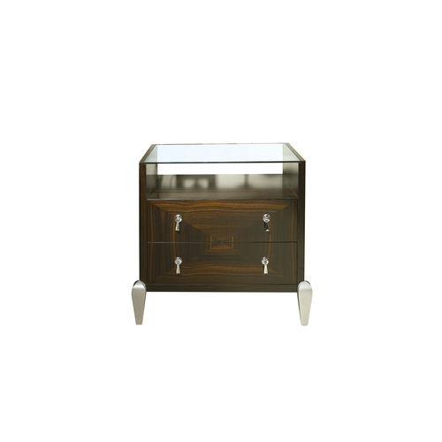 Table de chevet contemporaine - LYS Small - ACANTO - en verre / avec piètement en métal laqué / rectangulaire