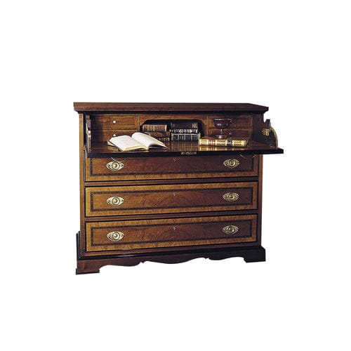 Meuble secrétaire traditionnel - IBI  - ACANTO - en placage de bois / avec étagère / 7 tiroirs