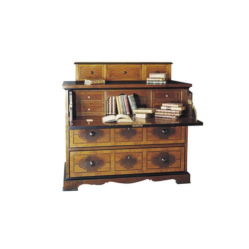 Meuble secrétaire traditionnel - BETESA  - ACANTO - en placage de bois / avec étagère / 9 tiroirs