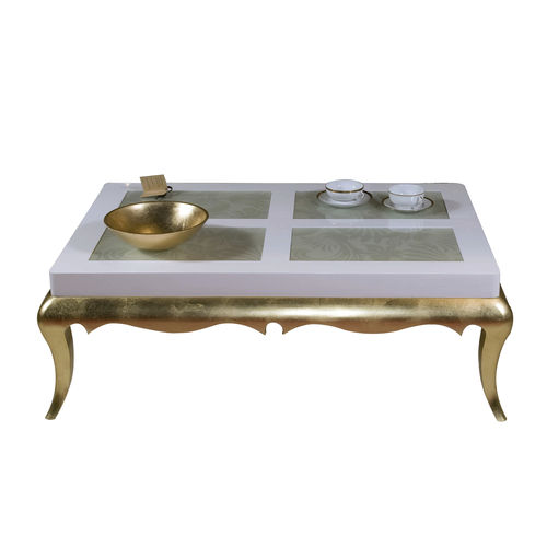 Table basse classique - SOHO - ACANTO - en placage de bois / avec piètement en bois doré à la feuille d'or / rectangulaire