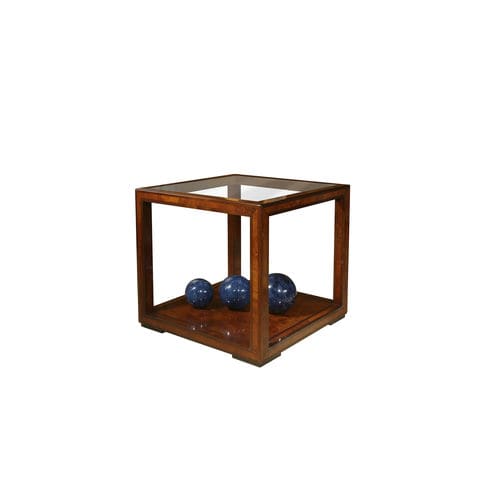 Table d'appoint classique - MANZONIA - ACANTO - en verre / avec piètement en bois / carrée