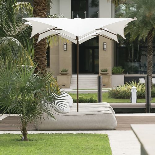 Parasol carré - OCEAN MASTER M1 MANTA - TUUCI - à mât central / en tissu / en aluminium poli