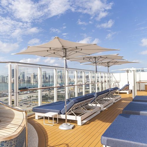 Parasol carré - OCEAN MASTER M1 ZERO HORIZON - TUUCI - octogonal / à mât central / en tissu
