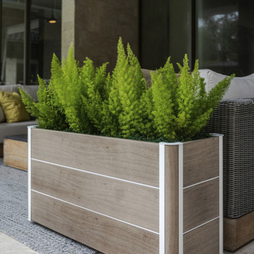 Jardinière en teck - HIGHLAND - TUUCI - rectangulaire / contemporaine / pour les zones urbaines