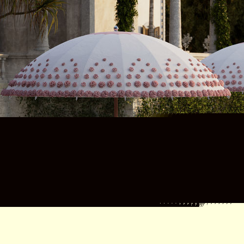 Parasol rond - OMBRÉ BLOSSOM - TUUCI - à mât central / en teck / en thermoplastique